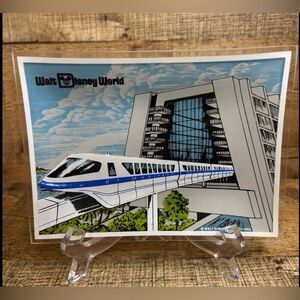 Vintage Walt Disney World Contemporary Monorail Trinket Glass Trinket Tray Rare